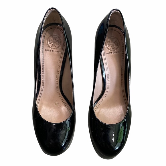 Tory Burch black patent leather wedges size 6.5 - Picture 2 of 7
